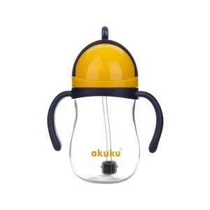 AKUKU Bidon met rietje en gewicht Navy Blue/Yellow