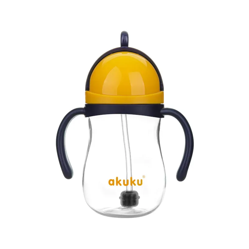 AKUKU Bidon met rietje en gewicht Navy Blue/Yellow - Afbeelding 2