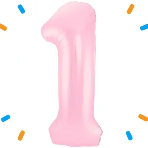 1 Jaar Cijfer Pastel Roze Helium Ballon - Gevuld Met Helium - 86 cm