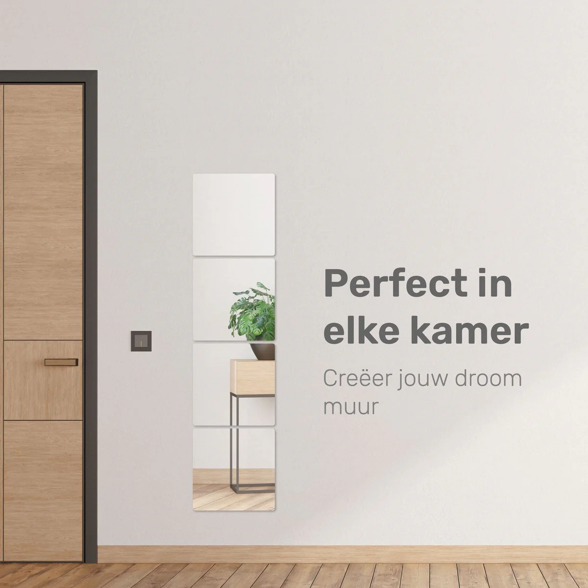 XL Plakspiegel 40x40 - 4 stuks - Zelfklevende - Plakspiegels - Passpiegel - Deur - Spiegel - Spiegelfolie - Sticker - Zelfklevend - Afbeelding 4