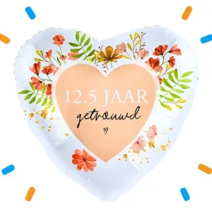 12.5 Jaar Getrouwd Helium Ballon - Gevuld Met Helium - 46 cm