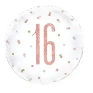 16 Jaar Folie Ballon Wit 45 cm