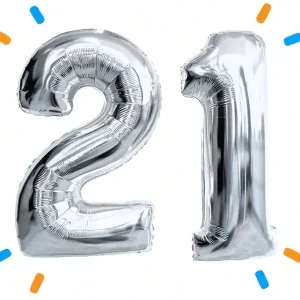 21 Jaar Cijfer Ballonnen Zilver - Gevuld Met Helium - 66 cm