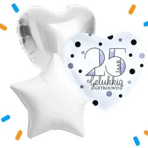 25 Jaar Getrouwd Trosje Helium Ballonnen - Gevuld Met Helium - 46 cm