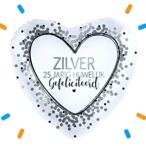 25 Jarig Huwelijk Helium Ballon Zilver - Gevuld Met Helium - 46 cm