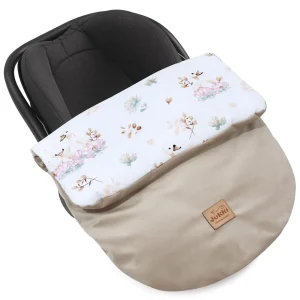 Swan Family & Cappuccino Soft Velvet Voetenzak voor autostoel en kinderwagen
