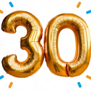 30 Jaar Cijfer Ballonnen Goud - Gevuld Met Helium - 66 cm