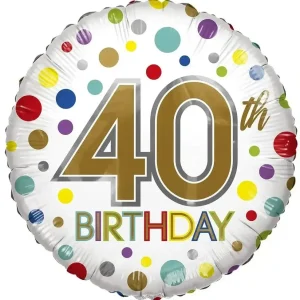 40th Birthday Gekleurd Folie Ballon - 45 cm
