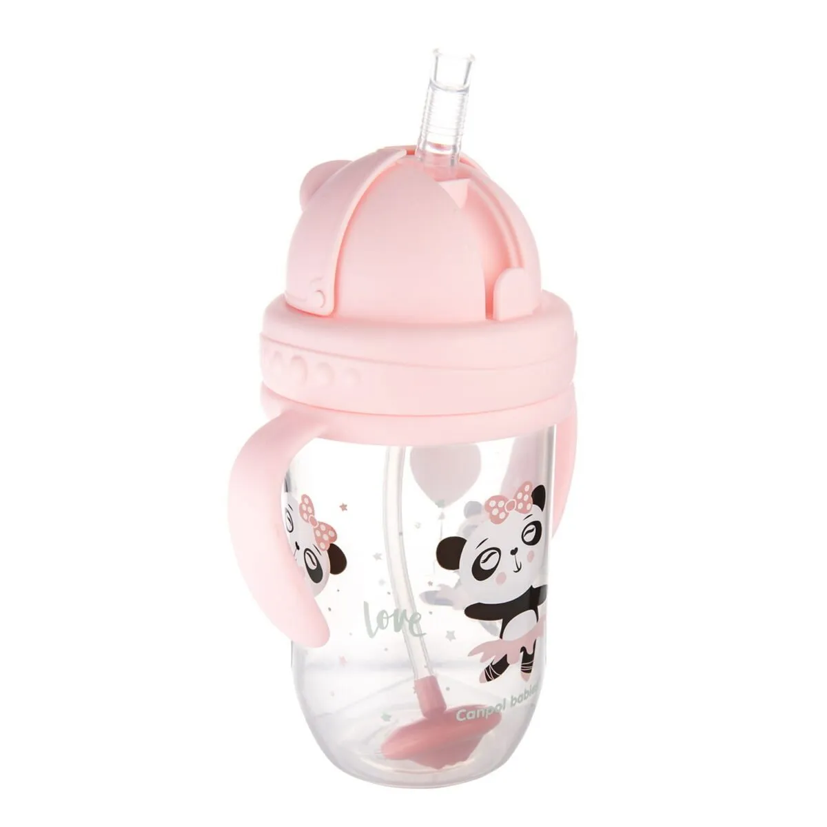 CANPOL Druppelbeker met slang en gewicht 270ml BONJOUR PARIS POEDER ROZE