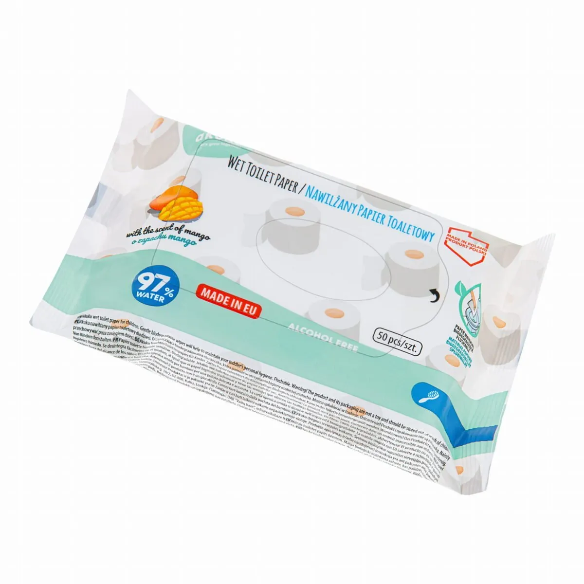 AKUKU Bevochtigd toiletpapier met mango-geur, 50st.
