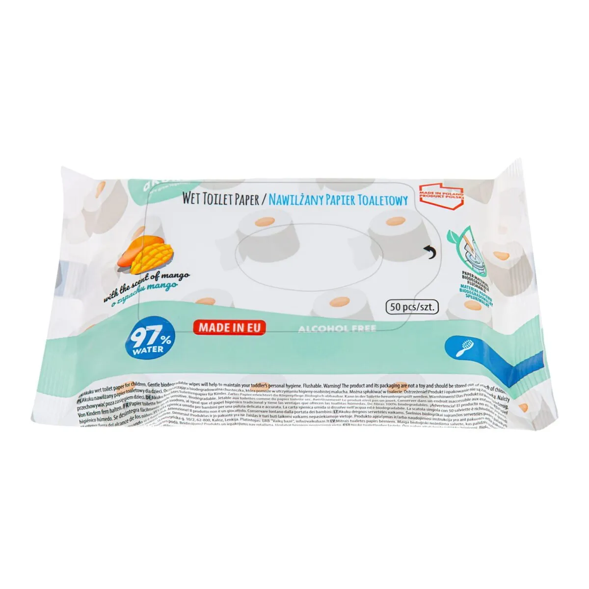 AKUKU Bevochtigd toiletpapier met mango-geur, 50st. - Afbeelding 7