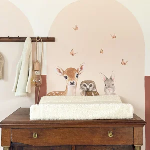 Muurstickers | Bosdieren hoofden met vlinders XL set