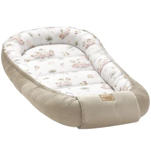 Swan Family & Cappuccino Soft Velvet Babynestje XXL
