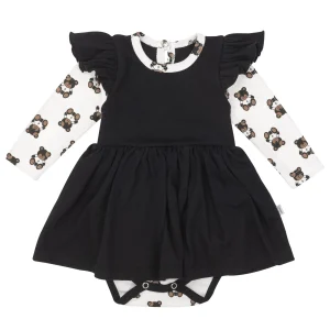 Baby Romperjurkje „Black Teddy Bear” – Black