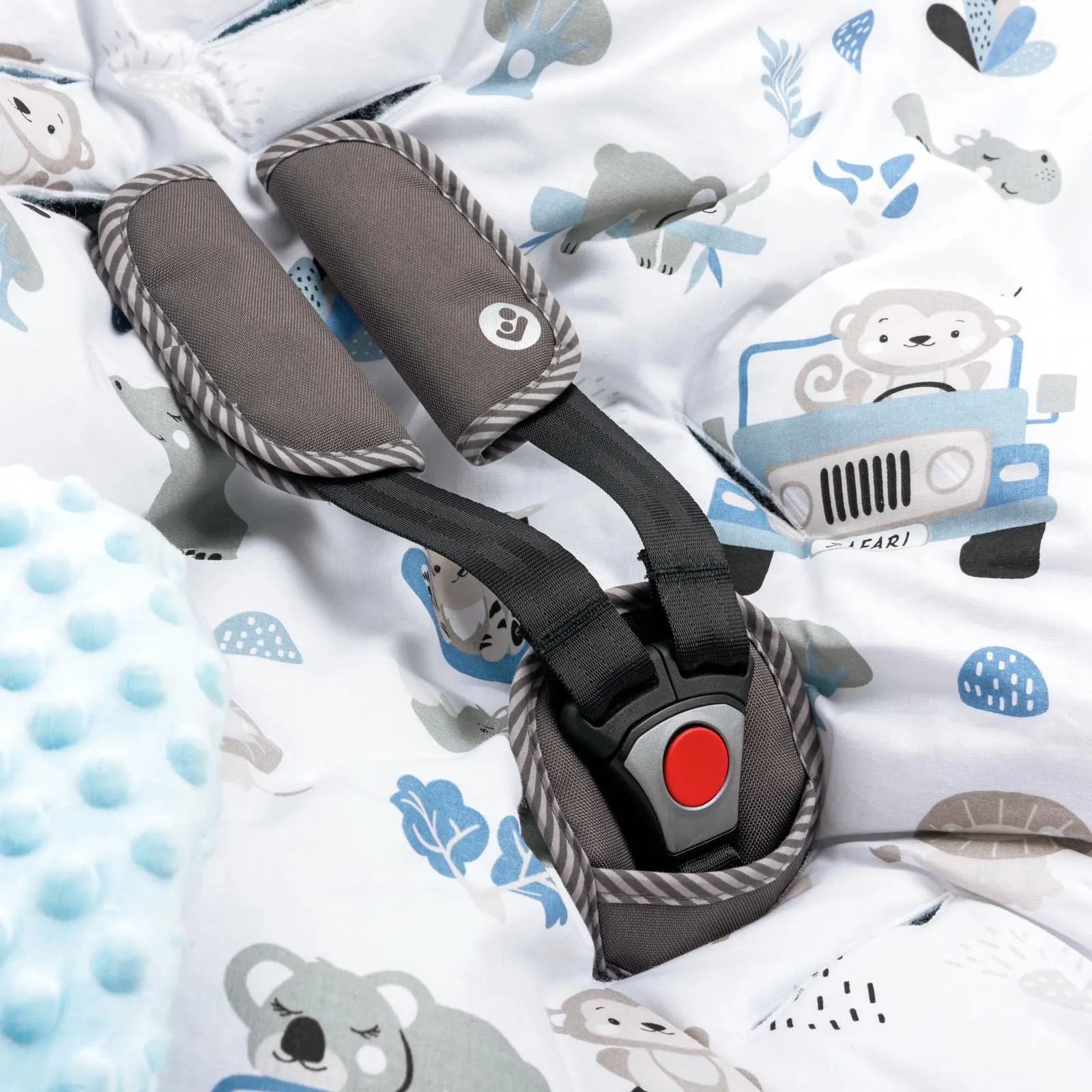 Blue Safari & Blue Minky Deken Voor Autostoel - Afbeelding 5