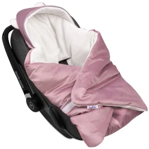 Deken met kap en oren voor autostoel – Ecru Plush & Heather Soft Velvet