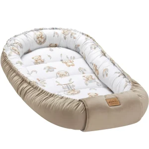 Boho Bears & Cappuccino Soft Velvet Babynestje XXL