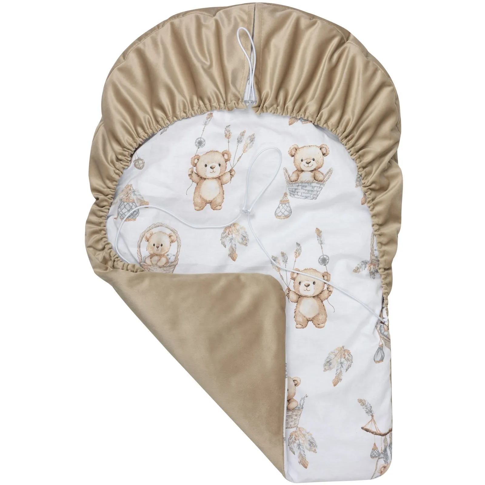 Boho Bears & Cappuccino Soft Velvet Voetenzak voor autostoel en kinderwagen - Afbeelding 5