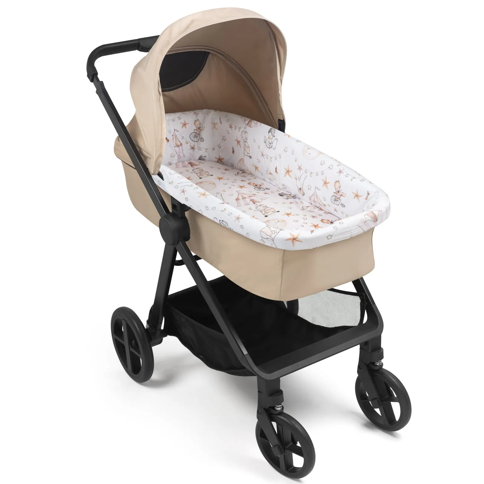 Set voor baby gondel – katoenen beschermer + hoeslaken – Candy Circus - Afbeelding 2