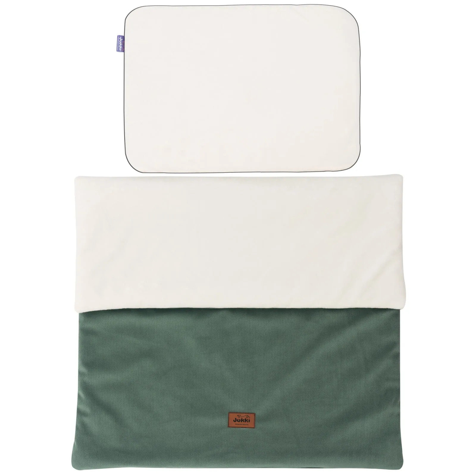 Kinderwagenset – Deken en kussen – Ecru Plush & Olive Velvet - Afbeelding 4