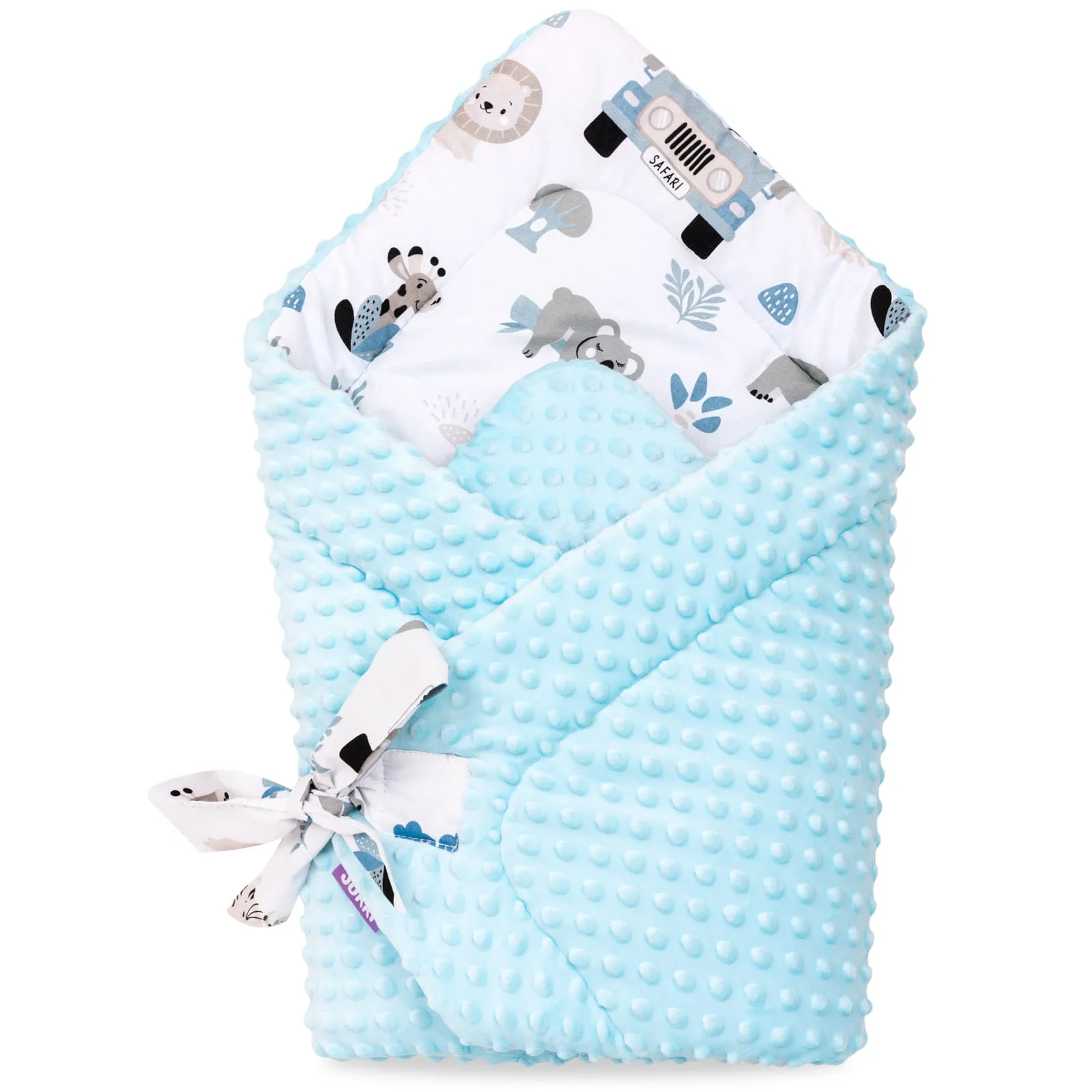 Blue Safari & Blue Minky Baby Wikkeldeken