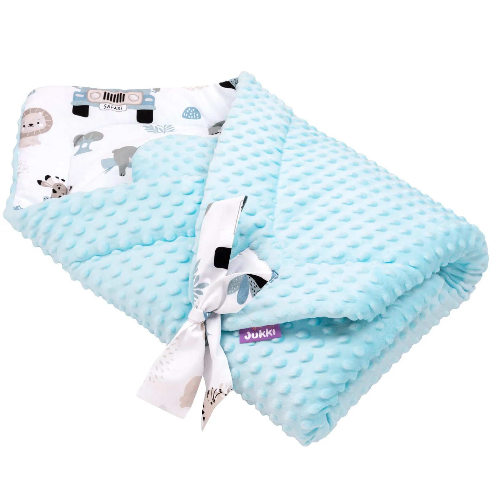 Blue Safari & Blue Minky Baby Wikkeldeken - Afbeelding 3