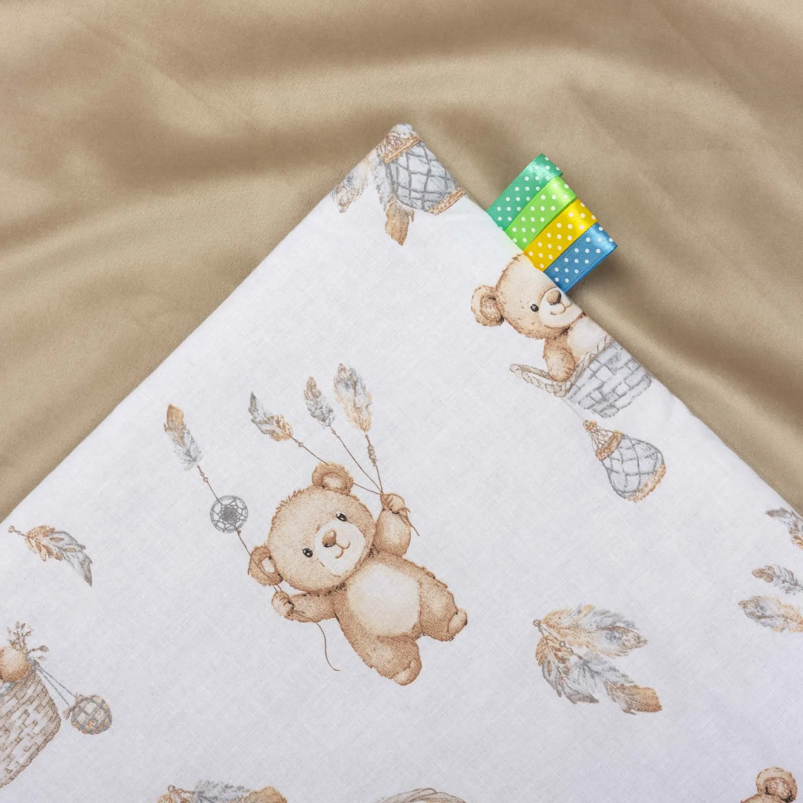 Boho Bears & Cappuccino Soft Velvet Babydeken 75x100cm - Afbeelding 6